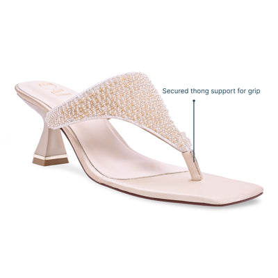 Gold Beaded Thong Heel