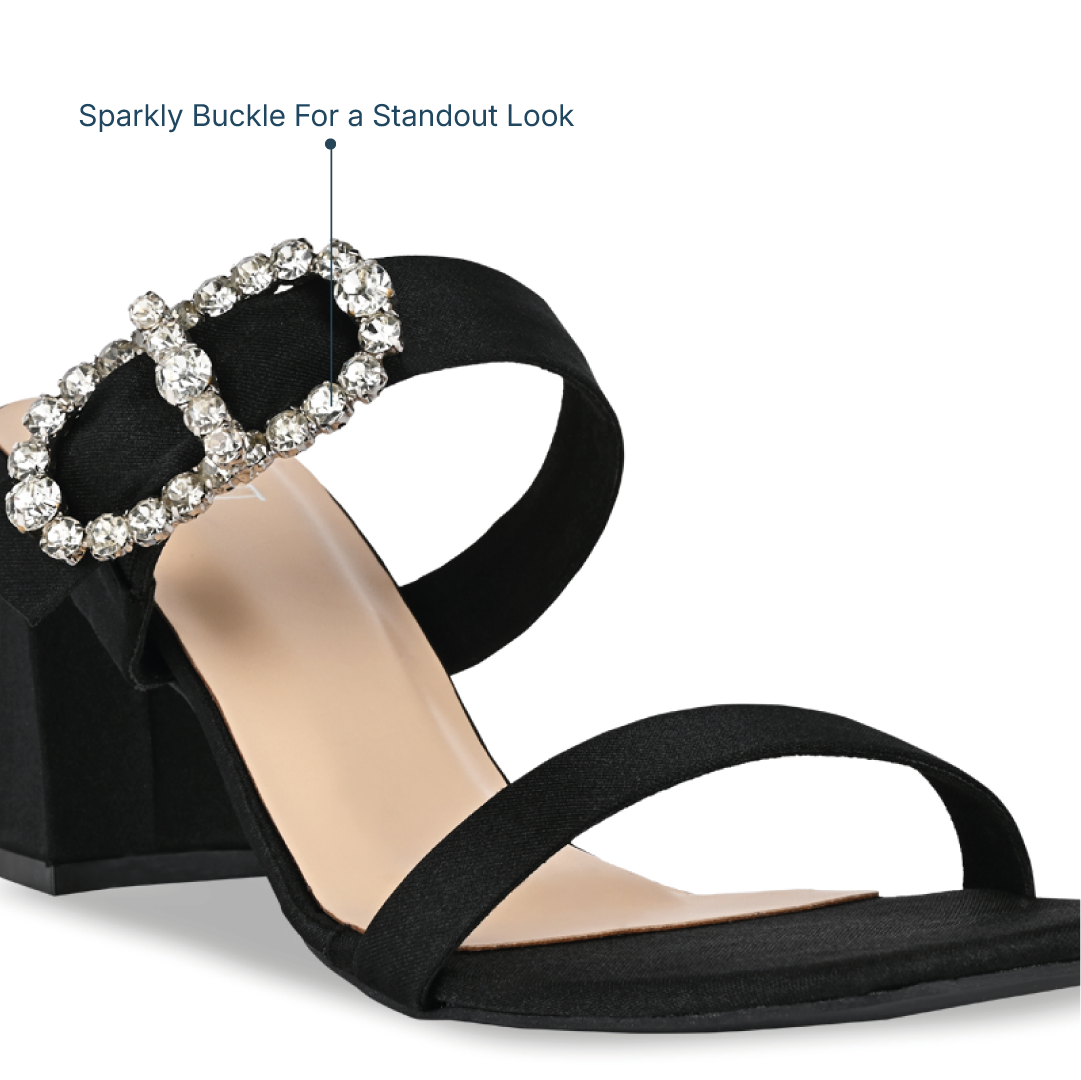 Embellished Buckle Black Heel