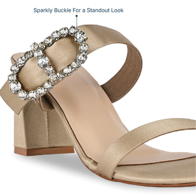 Embellished Buckle Gold Heel