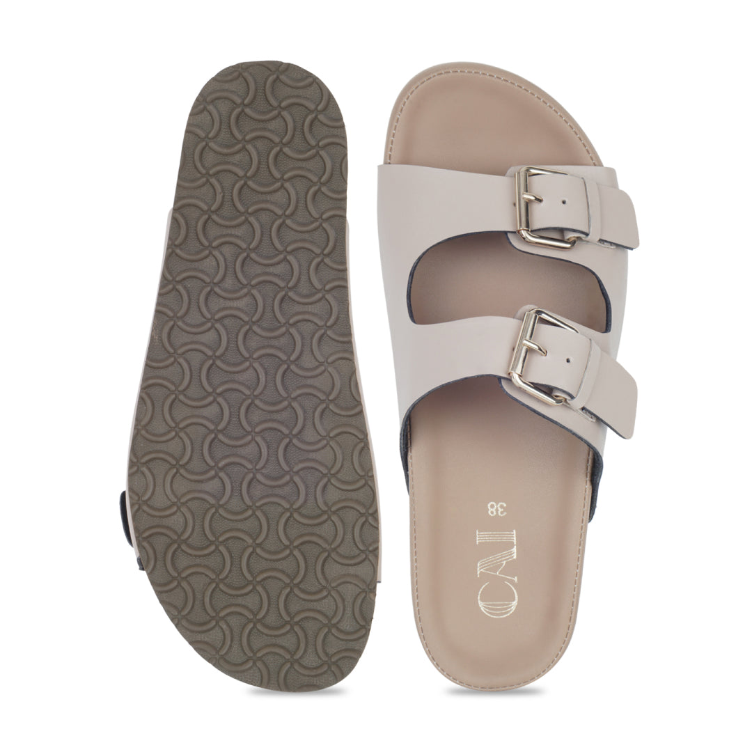 Beige Strapped Platform