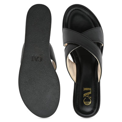 Black Cross Strap Platform