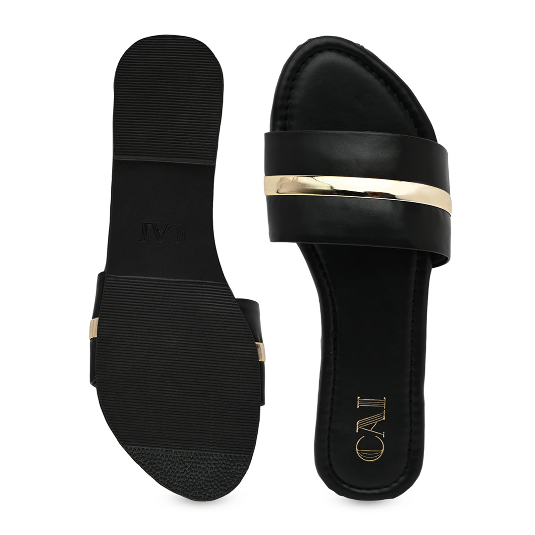 Black and gold basic Flats