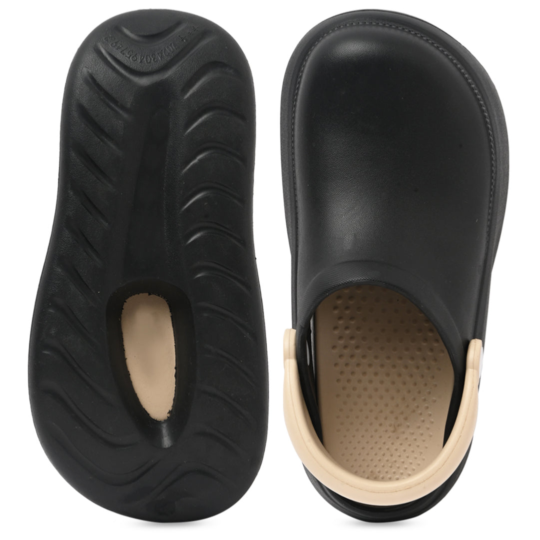 Black and Beige Cloud Clog