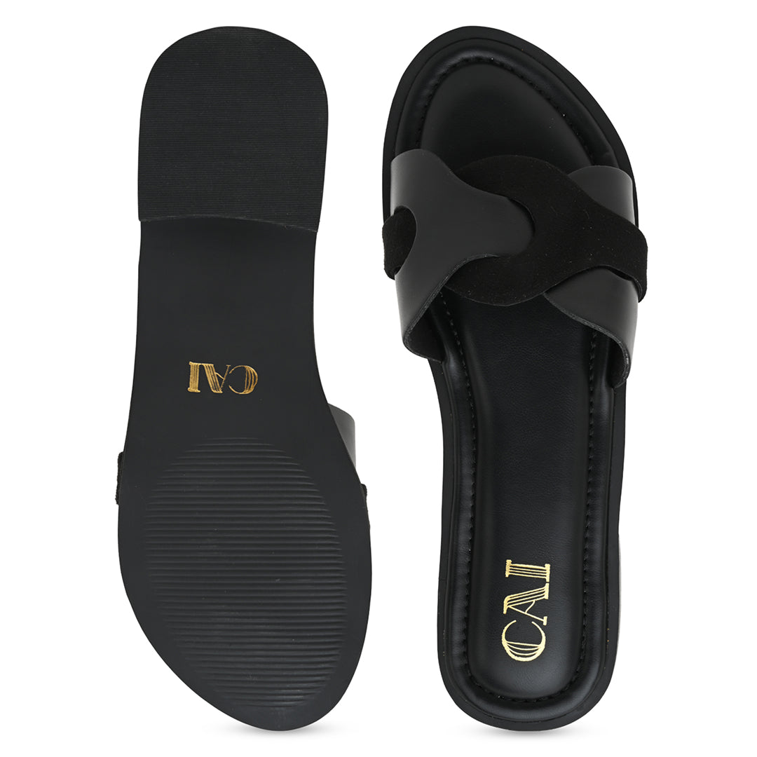 Black Interlock Flats