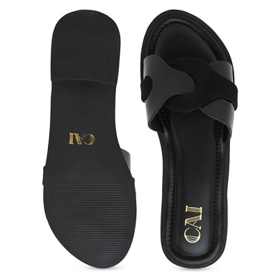 Black Interlock Flats