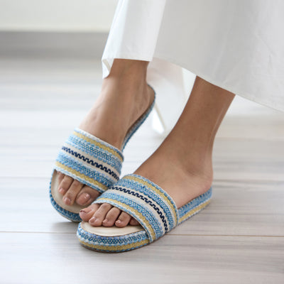 Blue Lacework Flats