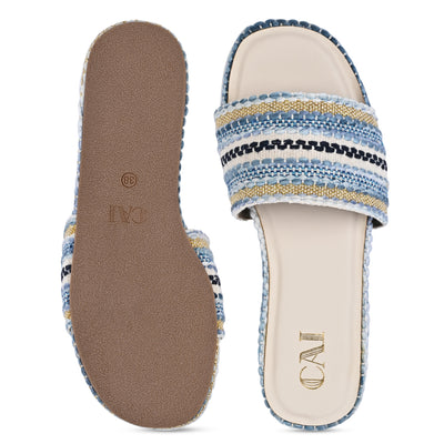 Blue Lacework Flats