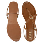 Buckled Tan Strap Flats