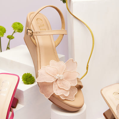Dusty Rose Floral Wedge