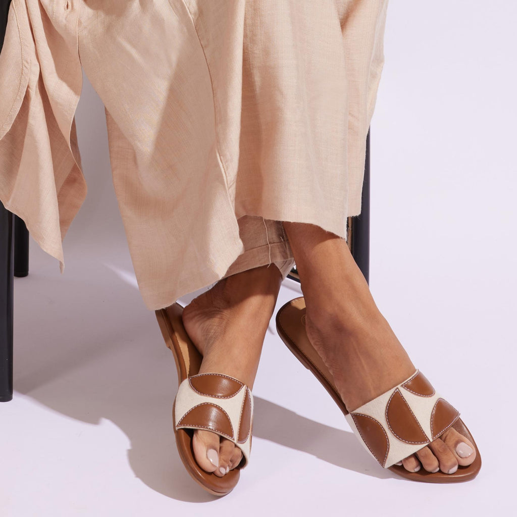 Geometric canvas tan flats