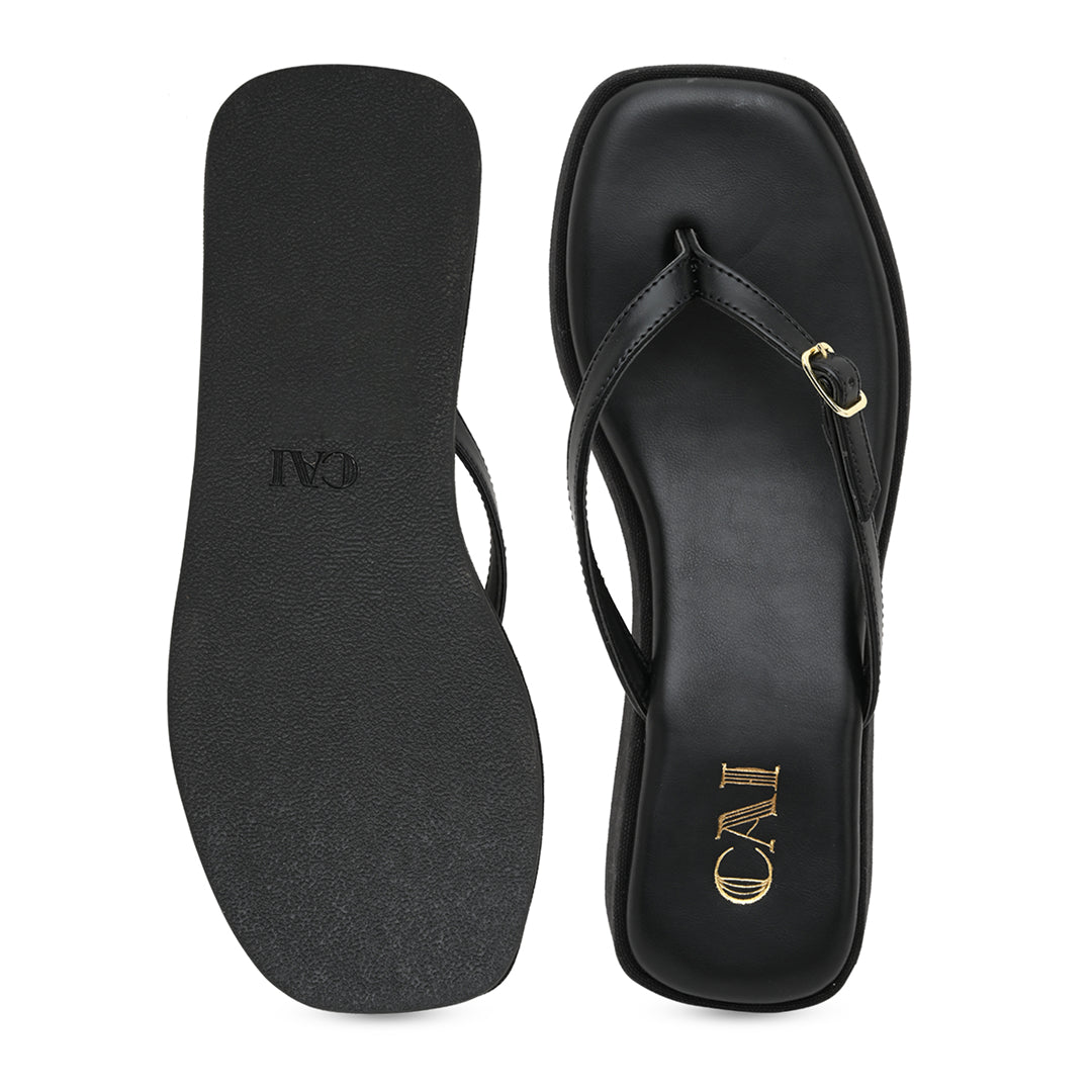 Canvas Black Buckle Platform