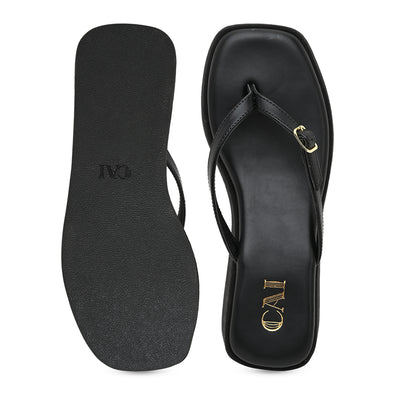 Canvas Black Buckle Platform