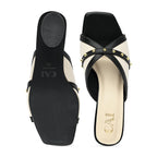 Canvas Rivet Black Heels