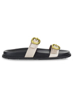 Twin Buckle Gold Slides