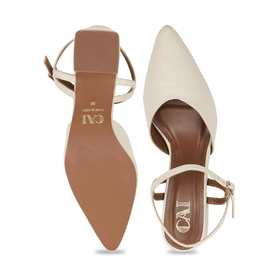 Cream Ankle Strap Pumps