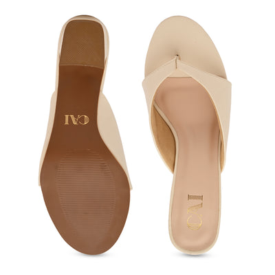 Cream Toe Stopper Heels