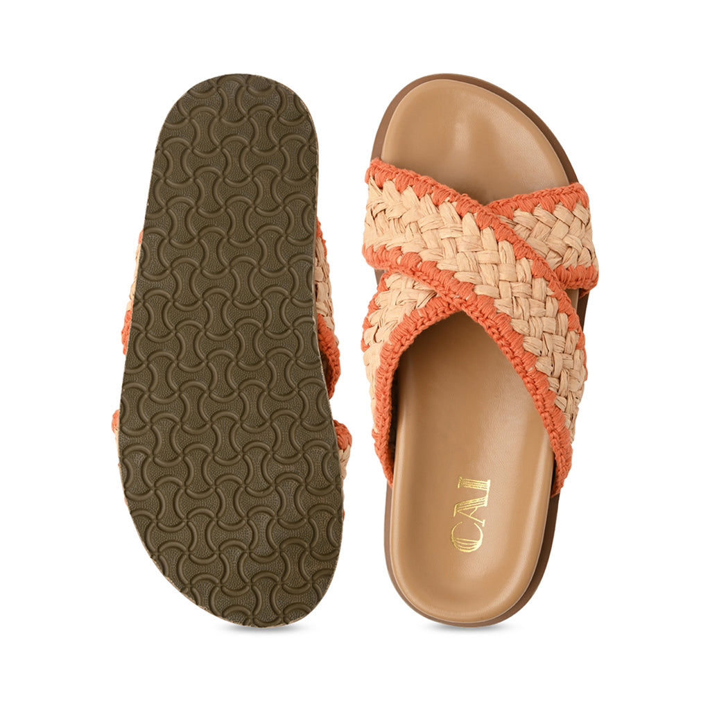 Cross Strap Jute Slider