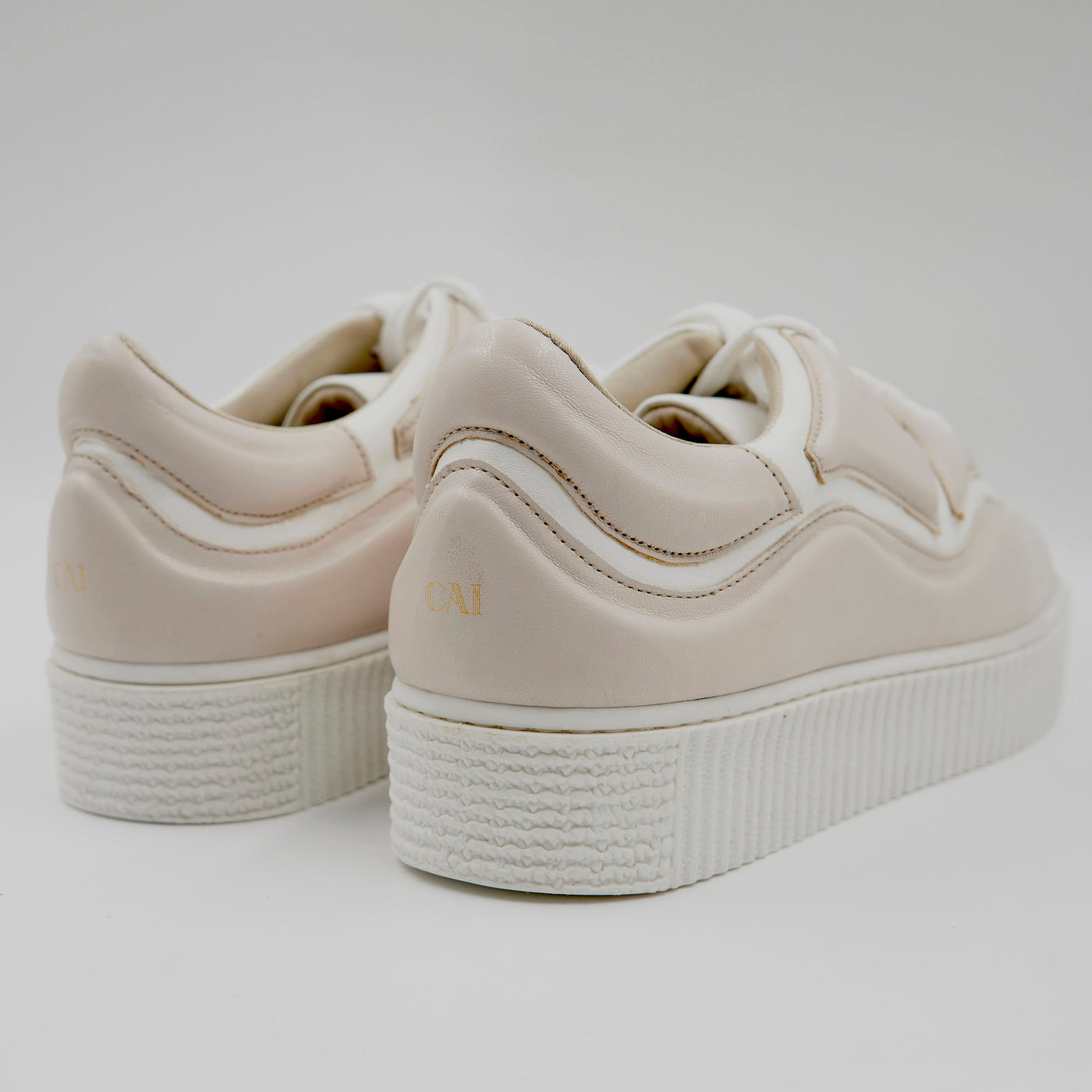 Patchworked Platform Sneakers- Blush