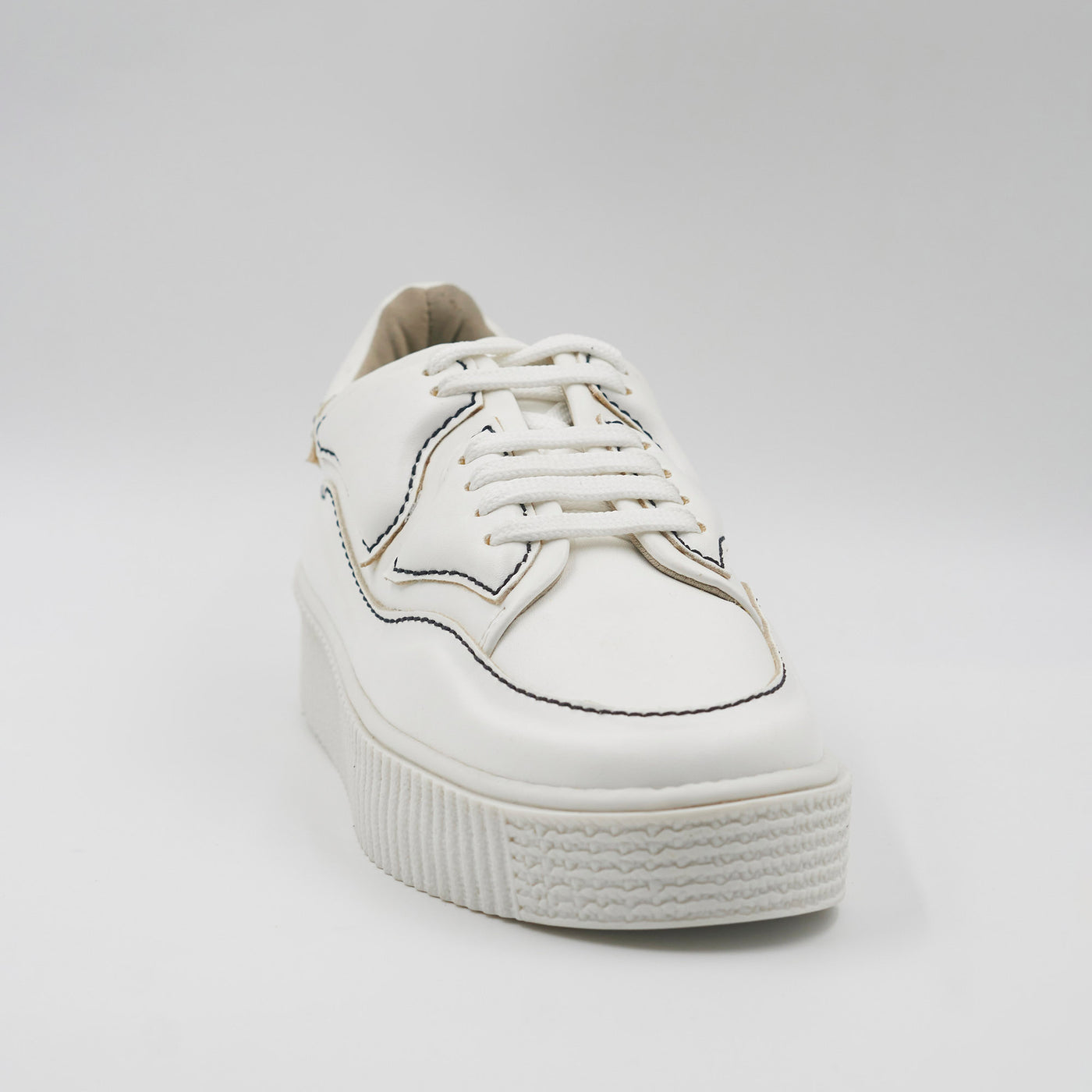 Patchworked Platform Sneakers-White