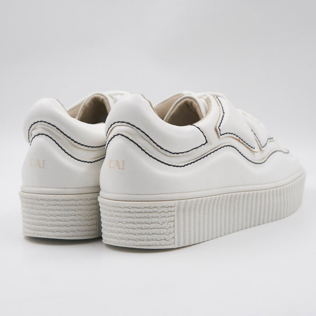 Patchworked Platform Sneakers-White – The CAI Store