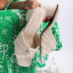 White Ruffled Heels