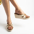 Canvas Rivet Tan Wedges