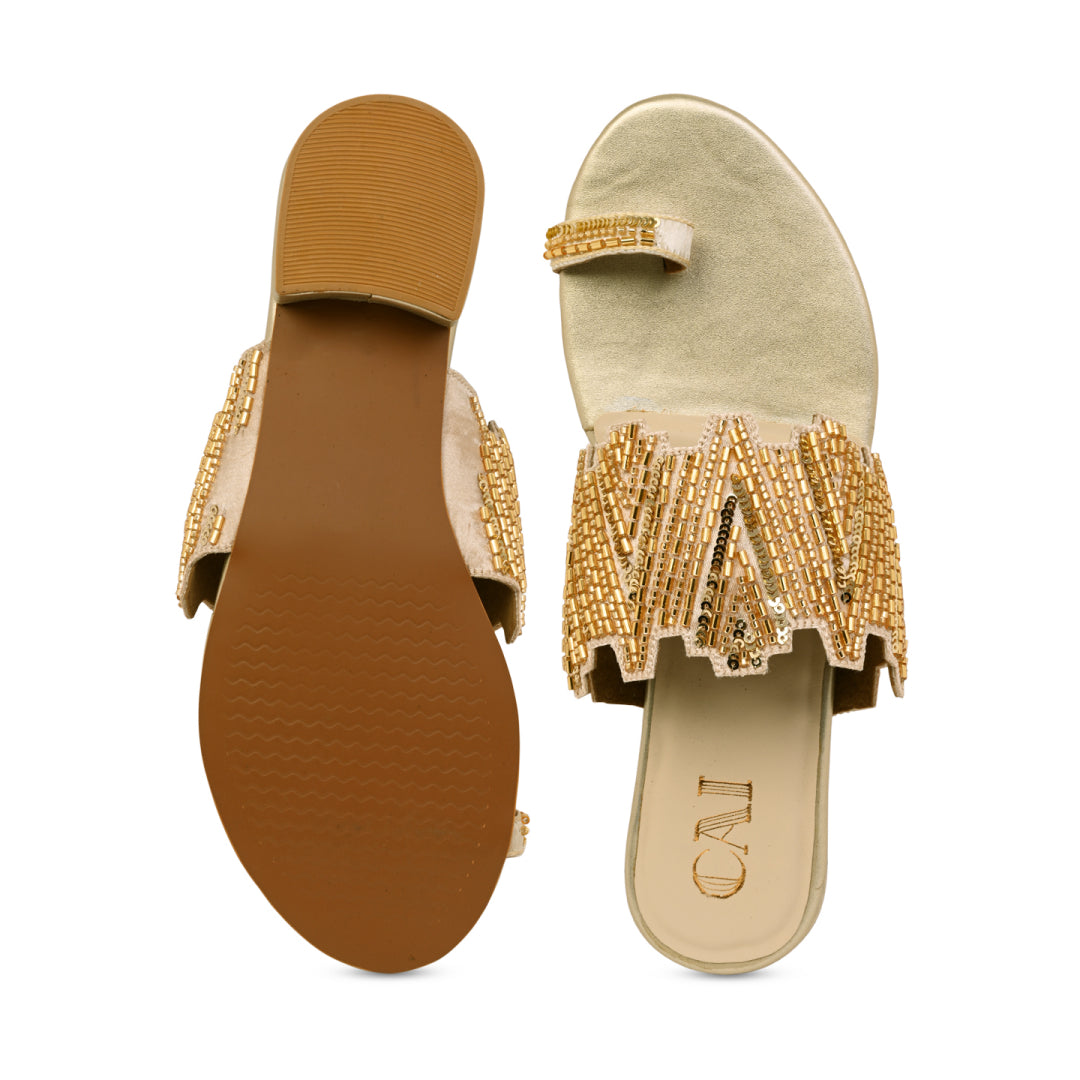 Dazzle Gold Line Toe Heel