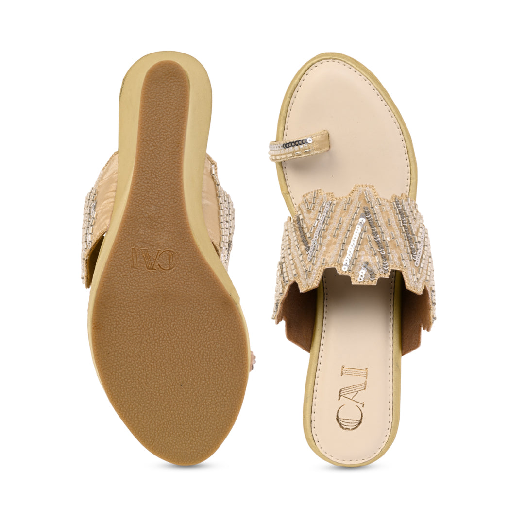 Dazzle Gold Line Toe Wedge