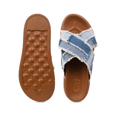 Denim Cross Tan Platform