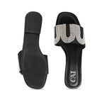 Diamond Fall Black Flats