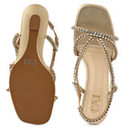 Diamond Stud Ankle Strap Wedge