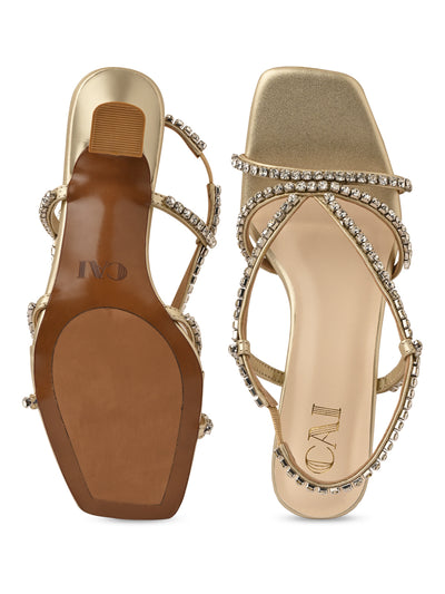 Diamond Stud Ankle Strap Heel