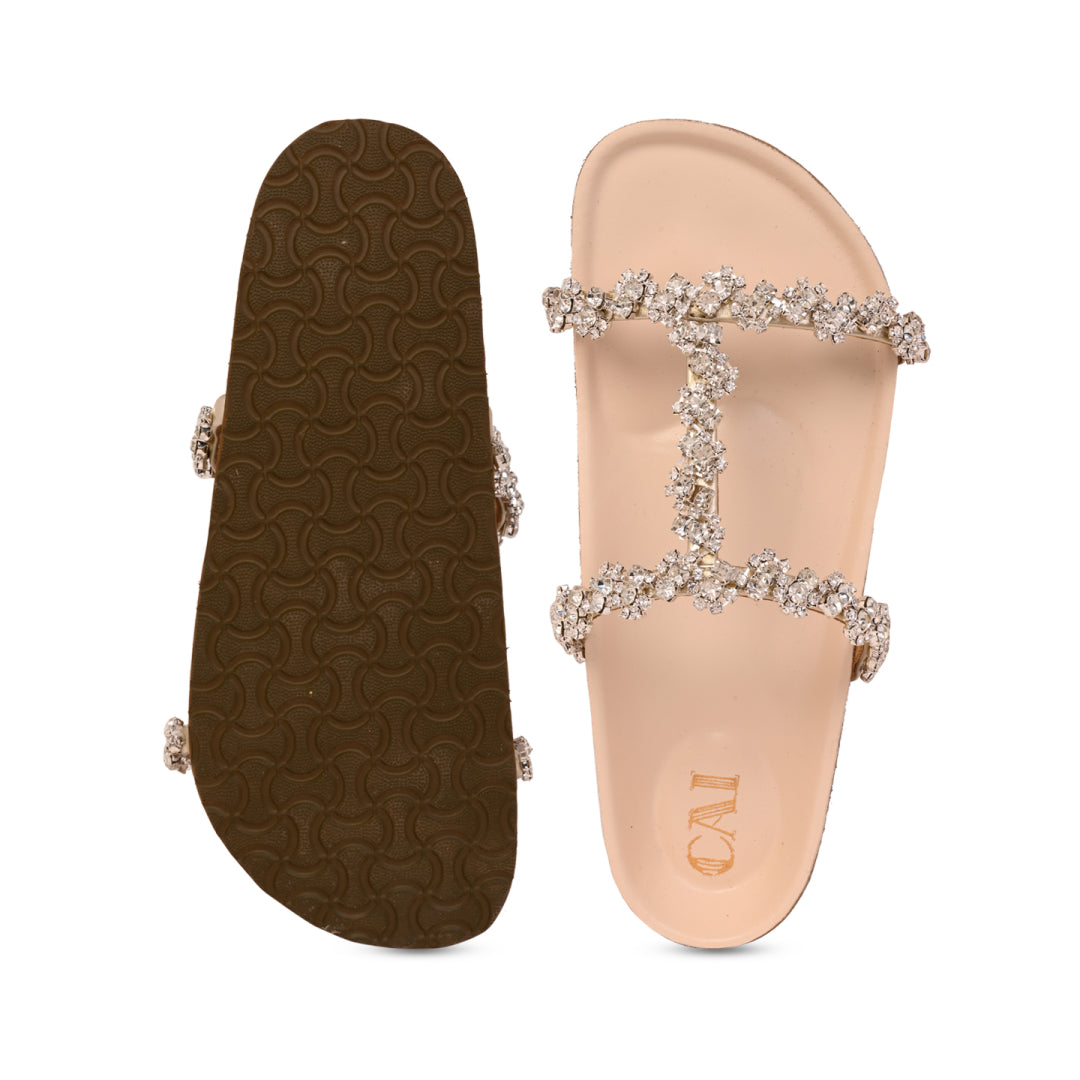 Embellished Flower Lace Strap Slider