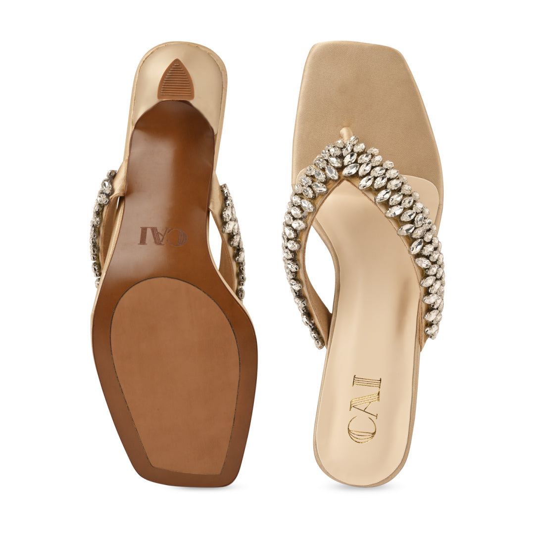 Encrusted Thong Heels