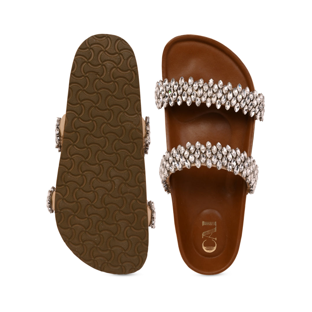 Encrusted Two Strap Slider