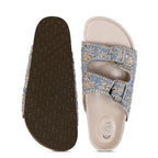 Floral Beige Raffia Slider