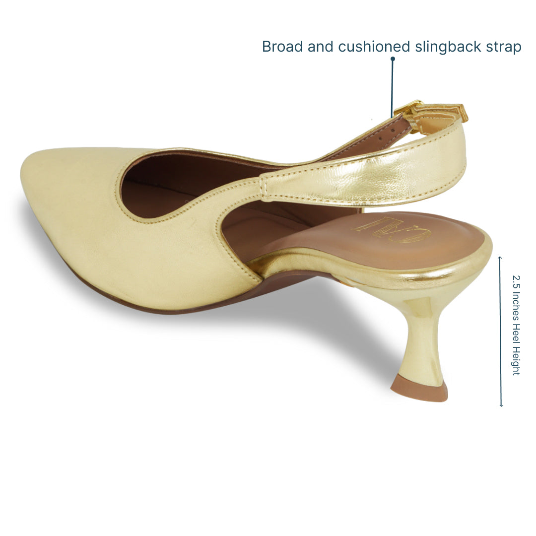 Gold Slingback Pumps