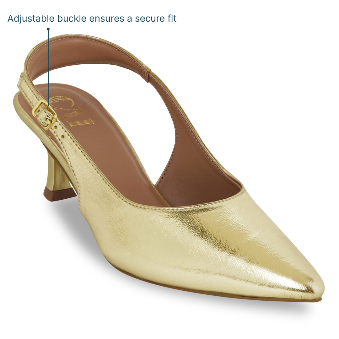 Gold Slingback Pumps