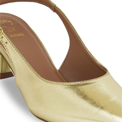 Gold Slingback Pumps