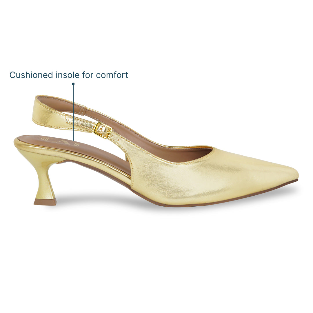 Gold Slingback Pumps