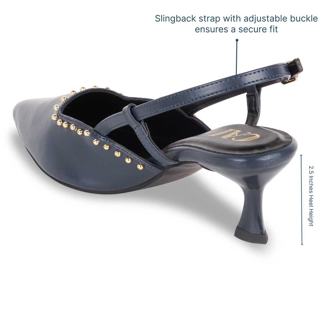 Navy Blue Rivet Pumps