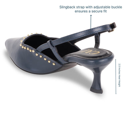 Navy Blue Rivet Pumps