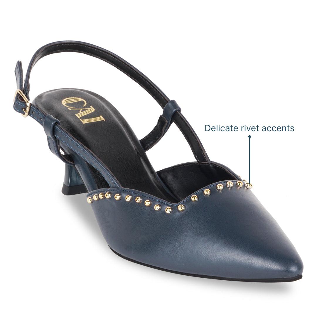 Navy Blue Rivet Pumps