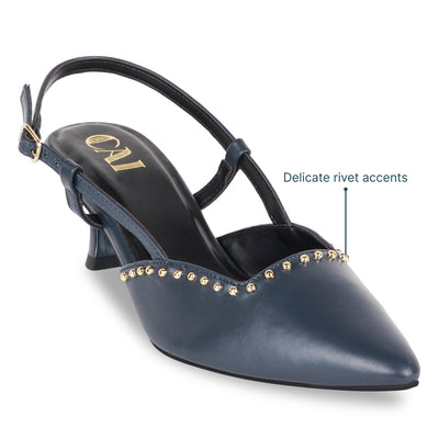 Navy Blue Rivet Pumps