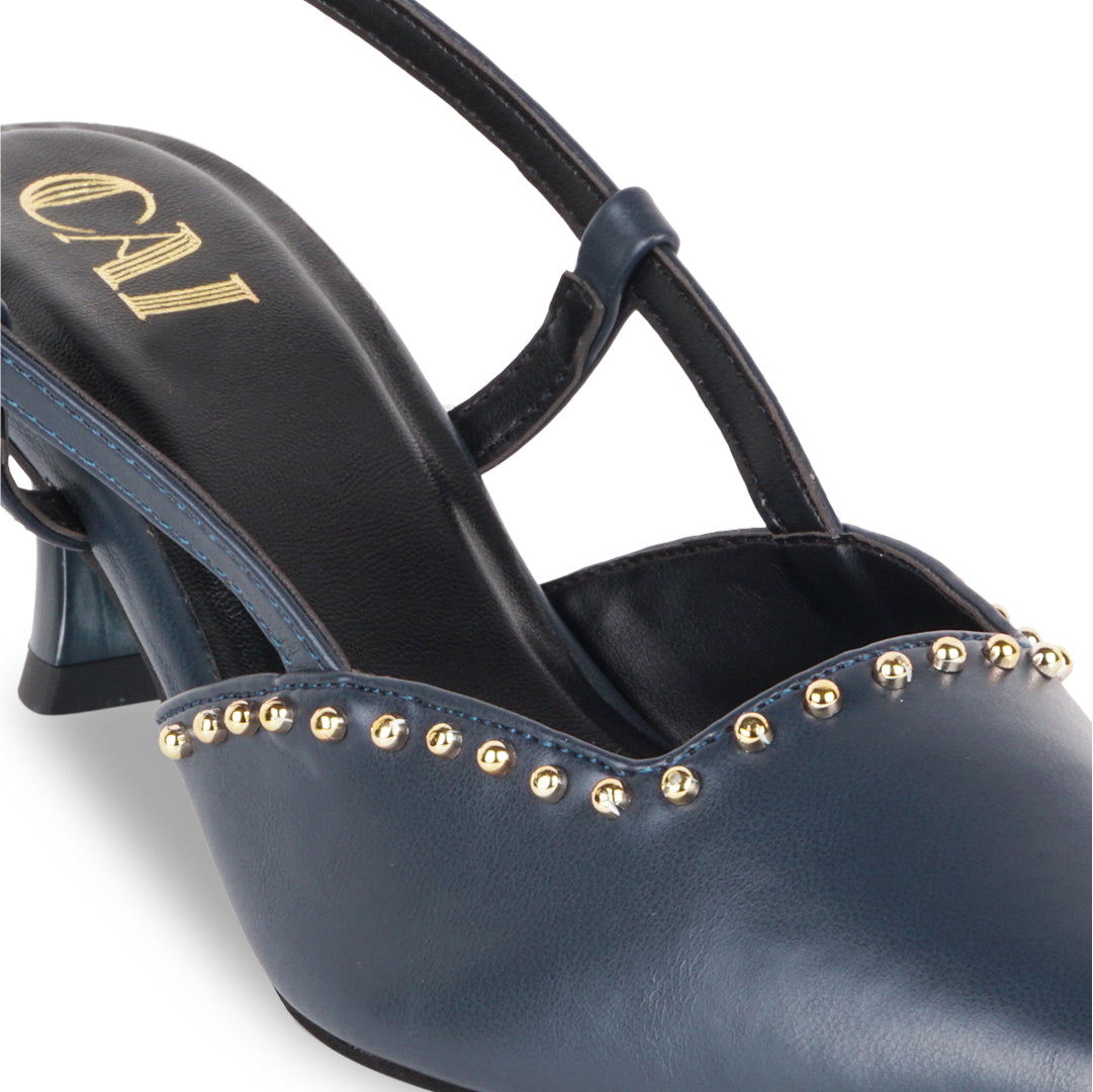 Navy Blue Rivet Pumps