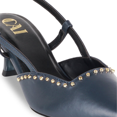 Navy Blue Rivet Pumps