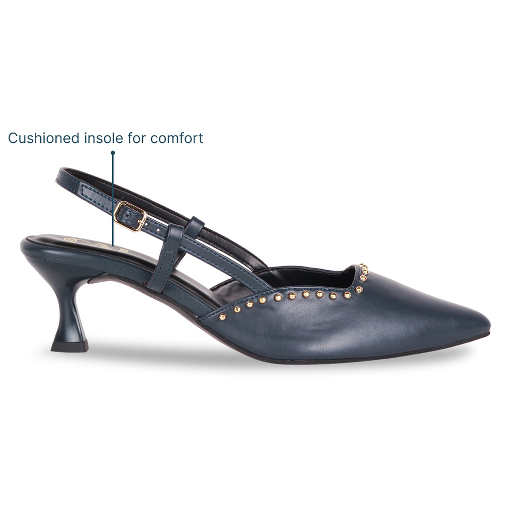 Navy Blue Rivet Pumps