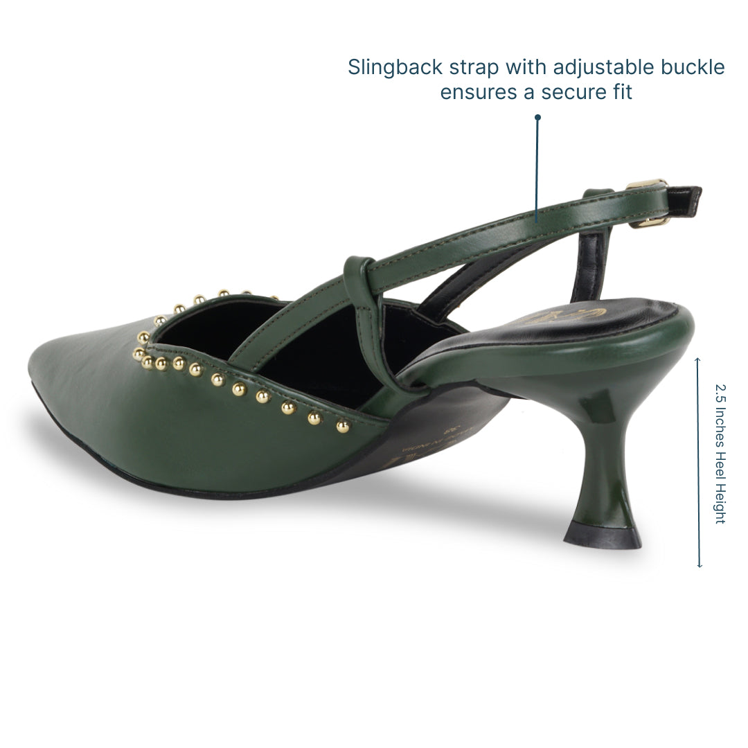 Emerald Green Rivet Pumps