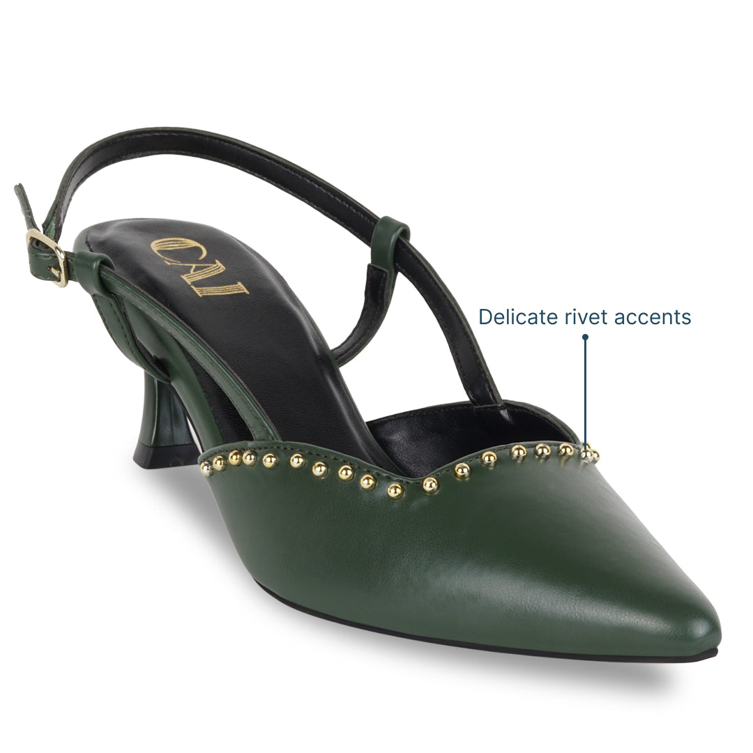 Emerald Green Rivet Pumps
