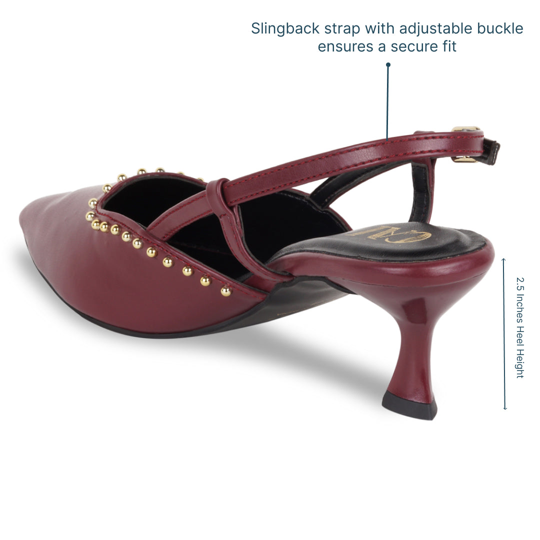 Maroon Rivet Pumps